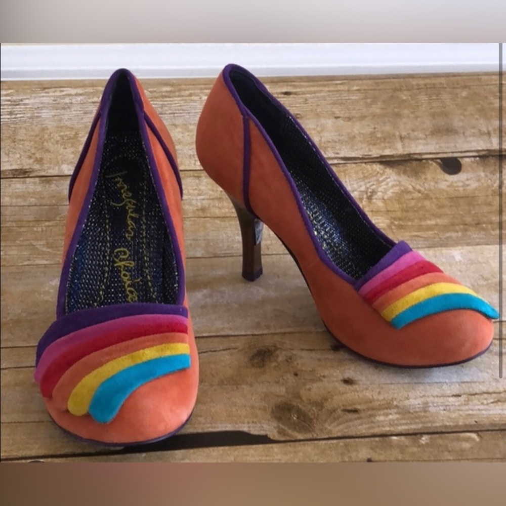Irregular Choice Royal Marriage orange suede heels, size 37 , UK 4, US 6.